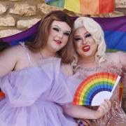Drag artists Cake and Neon from Stonehouse at last year's first Dursley Pride event - photo by Simon Pizzey