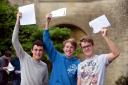 SUCCESS! Marling students Roland Foster, Dom Thompson and Matt Elder celebrate their GCSE grades.  (16)