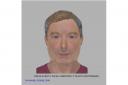 A police e-fit of the man who stripped naked in a Malmesbury charity shop