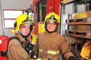 Luke Stanton and Sarah Redmond at Dursley Fire Station