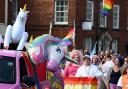 The Dursley Pride 2023 parade through town - photo by Simon Pizzey