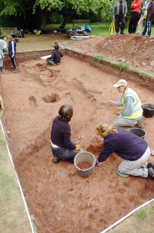 Students from Bristol University excavating Roman postholes