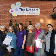 The Wotton Area Breast Support group (Left to right - Gillian Hayward, Angie Searle, Keepers manager Jo Woodcraft, Tina Le Coyte, Chris Floater and Mary-Anne Darlow)