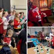Pictures as Santa returns to school Christmas fayre