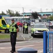 Emergency services at the scene at Tewkesbury School last month  - photo by SWNS