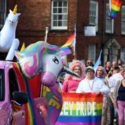 The Dursley Pride 2023 parade through town - photo by Simon Pizzey