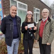 Trudy Monday, Head of Centre, receives cheque from Martin Tucker & Keith Gayler, Thornbury Lodge