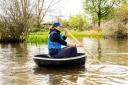 Jayne Kirkham in a coracle. Pic WWT Slimbrodge