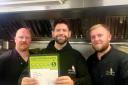 Andy Clare, Andy Starling and Sam Beard celebrating the new five star food hygiene grade