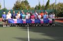 Players at the charity tournament for Cancer Research UK at Thornbury Lawn Tennis Club