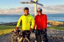 Mark Evans and Ian McGuire at the finish line in John o' Groats