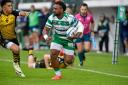 TRY TIME: Onisi Ratave charges to the line for Benetton against the Dragons
