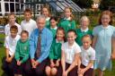 David Beeley with Year 6 pupils at the Ridge Junior School