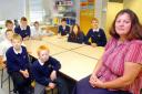 Nicki Jones, head teacher at Culverhill School, with members of the school council