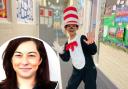 A pupil dressed up as The Cat in the Hat to celebrate World Book Day. Inset: Cllr Rachael Hunt