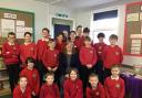 Rangeworthy Primary pupils with Susan Warnock who has retired after 22 years