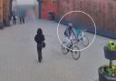 Ronaldo Griffiths, 20, is seen cycling through Bristol city centre after the brutal killing of Adam Ali Ibrahim, 37