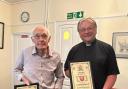 Philip Revill and The Reverend Canon David Russell with their Freedom of Wickwar scrolls