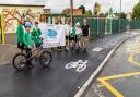 Pupils from The Ridge Juniors in Yate plus Councillor Louise Harris, Emily Harrison from the school leadership team, active travel champion Beverley Furber