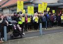 The demonstration against parking charges taking place in Thornbury on Monday