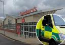 Ambulance staff helped a patient at around 11am today at Sainsbury’s in Dursley
