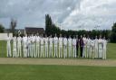 The Chipping Sodbury and Leinster teams line up before the Paul Reynolds memorial match