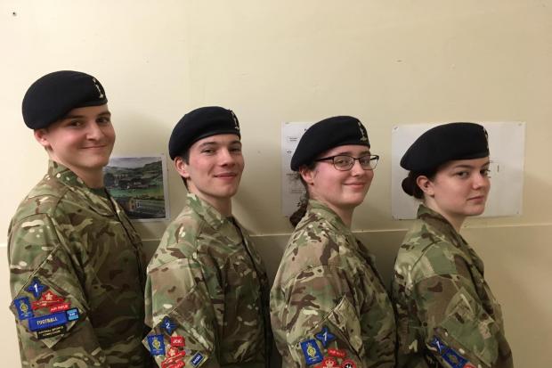 The 4 NCO's on parade for the last time.  L-R.  L/Cpl Elliott, Cpl Buckley, L/Cpl Curran, L/Cpl Butler