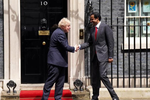 Boris Johnson welcomes the Emir of Qatar to Downing Street