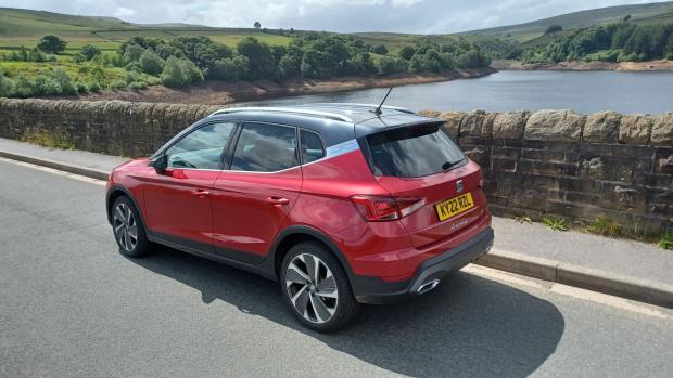 Gazette Series: The SEAT Arona on test in West Yorkshire, pictured next to Digley Reservoir in Kirklees (left) and near Castle Hill, Huddersfield (top left)