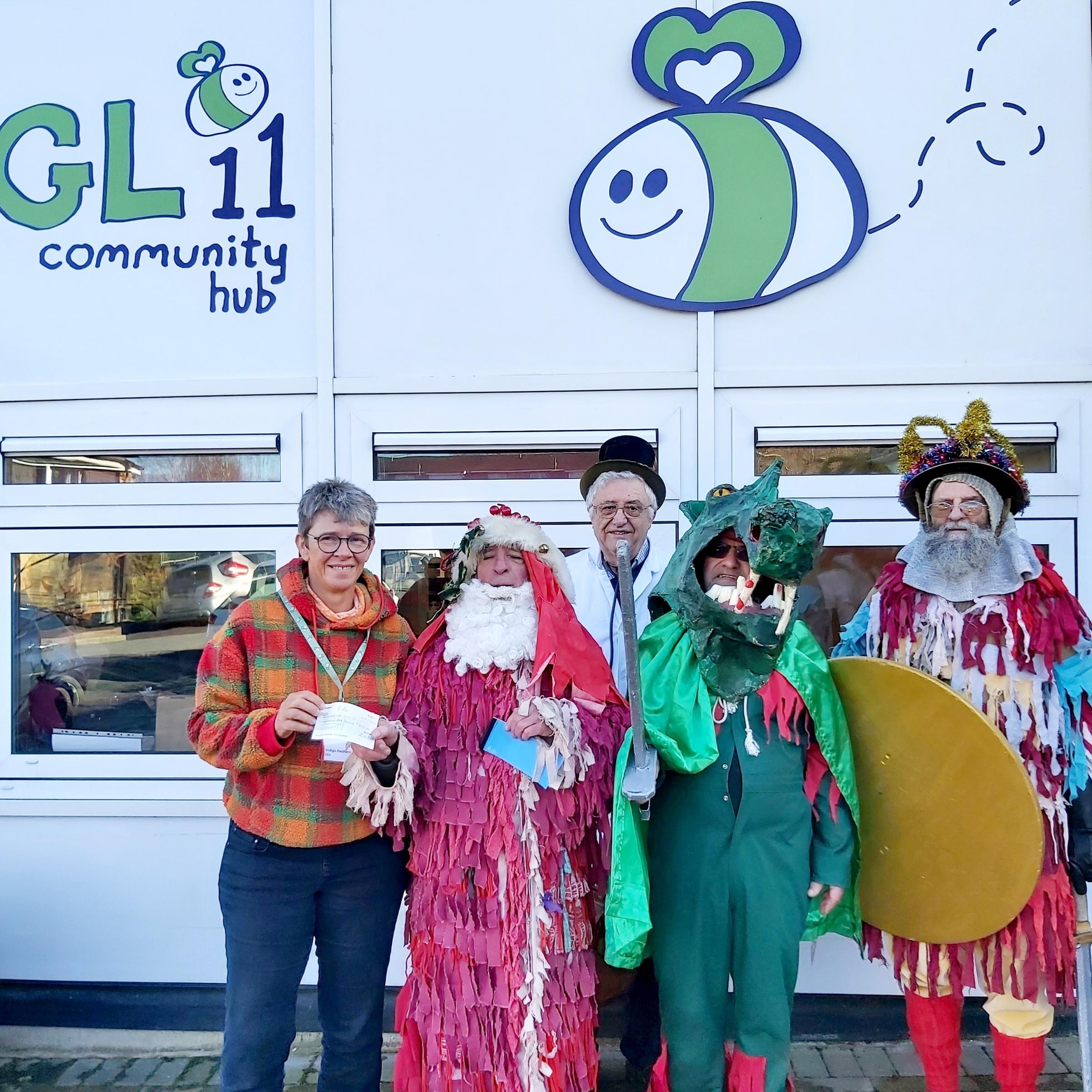 The Waterley Bottom Mummers donate to GL11 Community Hub in Cam - Vimarsana News