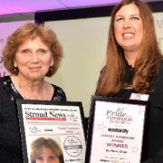 Dr. Owen receives her award from Newsquest’s regional managing director Julia Lancett