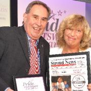 Stroud MP David Drew presents Maggie Halsey with her award