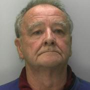 Terrence Simmons, 72, of Westgate Street, Gloucester, who was jailed for 25 years, and background, Gloucester Crown Court
