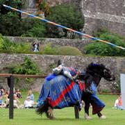 Brave Knights : The Past Times Living History and The Cavalry of Heroes Henry VIII’s Jousting Tournament at the Tudor Court of Berkeley Castle in Gloucestershire, England, Bank Holiday Weekend Sunday 29th August 2021.
(PIC PAUL NICHOLLS) TEL 07718