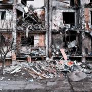 Maia Mikhaluk, 51, a part-time photographer, shared photos of damaged buildings near a play area in the Darnytskyi region of Kyiv on Friday.