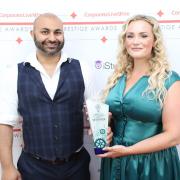 Founder of Corporate LiveWire Osmaan Mahmood and Jade Coates with her trophy