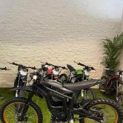 Some of the 35 bikes that were stolen on Saturday from Gloucestershire Electric Motocross