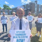 Luke Hall MP outside Thornbury Health Centre
