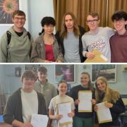 Students from The Castle School Sixth Form collecting their results