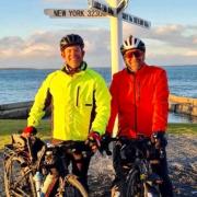 Mark Evans and Ian McGuire at the finish line in John o' Groats