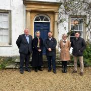 (L to R) Berkeley mayor Peter Hall, Siobhan Baillie MP, Levelling Up Minister Jacob Young, Berkeley Town clerk Justine Hopkins and Cllr Isaac Bamfield at the Edward Jenner Museum