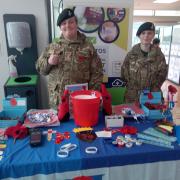 Army cadets selling poppies in Hanham as part of Remembrance