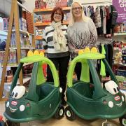 Yate store associate Pat Joubert and manager Jo Ridler with some of the donated toys