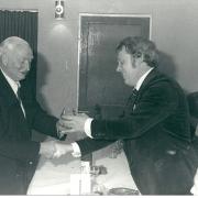 Norman Clements being presented with Clubman of the Year by club president Percy Woodland. 17883049
