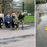 The number of potholes in South Gloucestershire has quadrupled in a year - photo of potholes in Yate