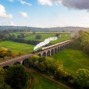 GWR 'Modified Hall' Locomotive No. 7903 'Foremarke Hall' crossing Stanway Viaduct