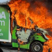 Asda delivery van on fire near the Air Balloon roundabout