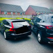 Wilts Specialist Ops posted this image of the funeral vehicle (on the left) after the driver was arrested