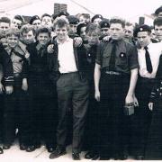 Pop star Tommy Steele during a visit to the SS Vindicatrix Camp