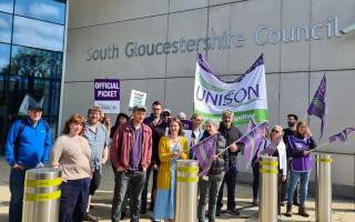 Adult service staff from South Gloucestershire Council at a previous protest outside the council's offices